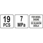 Dyzelinis kompresijos matuoklis su adapteriais (YT-73072)